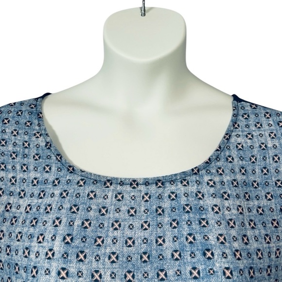 NWOT, Reitmans,  Blue Boho Print Bi-Material Blouse, Size XXL (plus size) - Picture 5 of 12